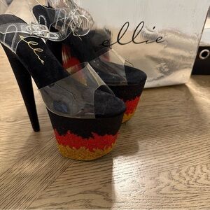 Ellie 8" Stiletto With Glitter Flame Pf Sandals Adult Women Shoes 850/Phoenix 6